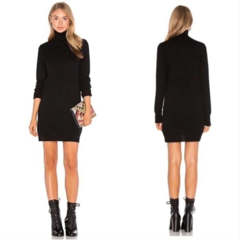 Equipment Oscar Cashmere Sweater Dress Medium Black Long Sleeve Knit